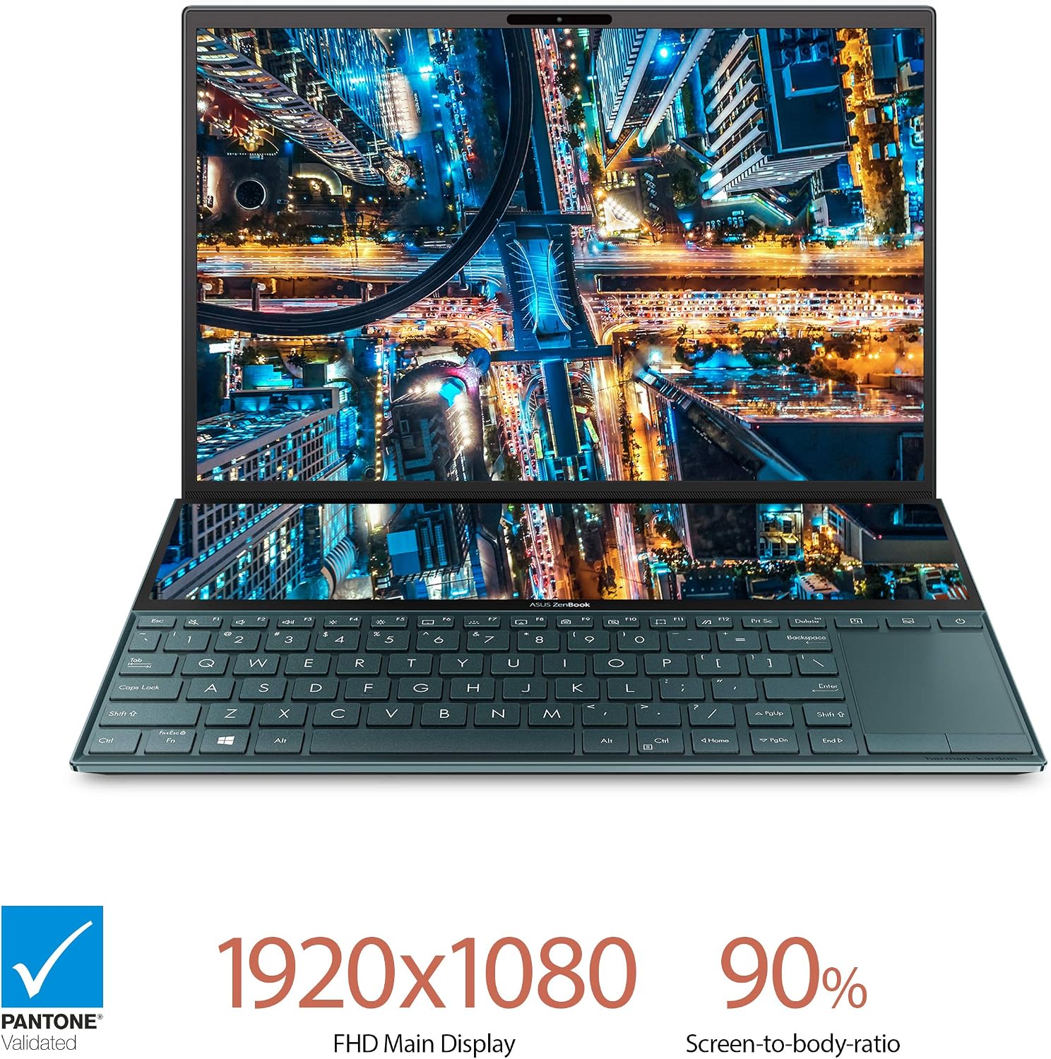 ASUS ZenBook Duo UX481 14' FHD NanoEdge Bezel Touch, Intel Core i7-10510U, 16GB RAM, 1TB PCIe SSD, GeForce MX250, Innovative ScreenPad Plus, Windows 10 Pro - UX481FL-XS74T, Celestial Blue