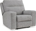Signature Design by Ashley Biscoe Contemporary Power Recliner with Adjustable Headrest, USB Charging, Cleanable Performance Fabric, 21' Seat Height, Gray