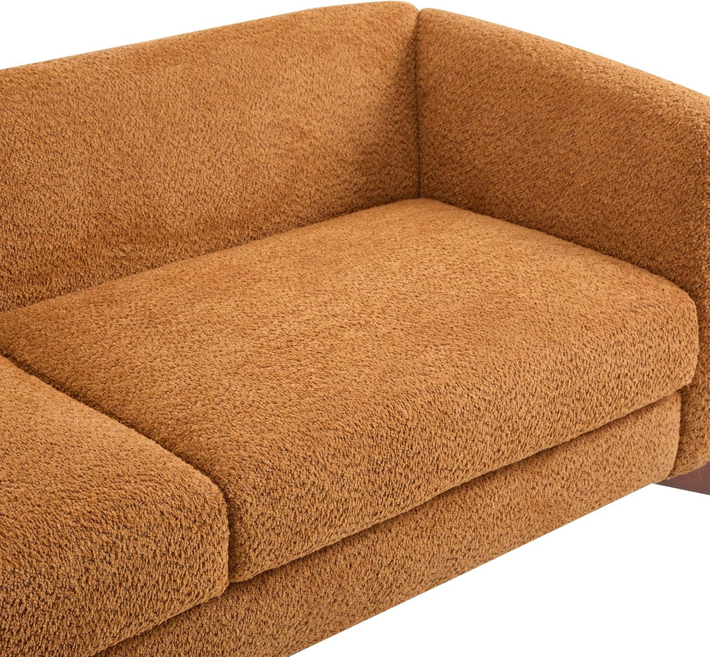 Christopher Knight Home Almab 82 Inches Sofa Couch, Cozy Boucle Upholstered 3-Seater Sofa, Wood Frame Couch, Comfy Couches for Living Room and Office, Modern Sofa, Caramel Brown