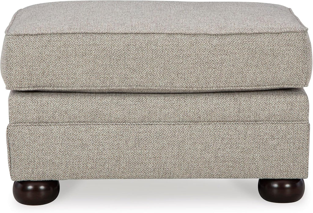Signature Design by Ashley Gaelon Transitional Rectangular Upholstered Ottoman with Bun Legs, Light Brown