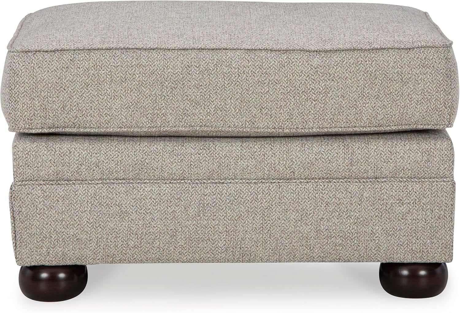Signature Design by Ashley Gaelon Transitional Rectangular Upholstered Ottoman with Bun Legs, Light Brown