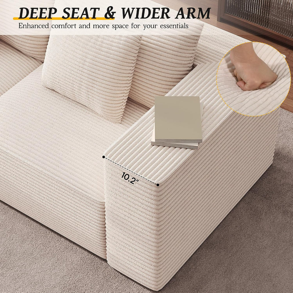 DWVO 108' Modular Sectional Couch with L-Shape Chaise, Modern Cloud Sectional Sofa with Deep Seat, Upholstered Couches for Living Room Bedroom, No Assembly Required, Beige