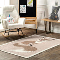 nuLOOM Nola Fox Machine Washable Kids Area Rug, 4x6, Ivory