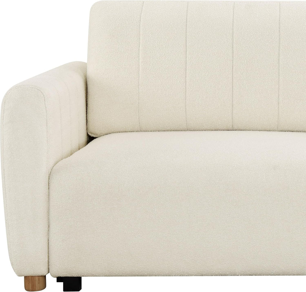 Serta Galway 91.7' Convertible Sleeper Sofa, Queen Size, Wall-Hugging Dreamglide Mechanism, Dreamcoil Comfort, Boucle Fabric, Ivory