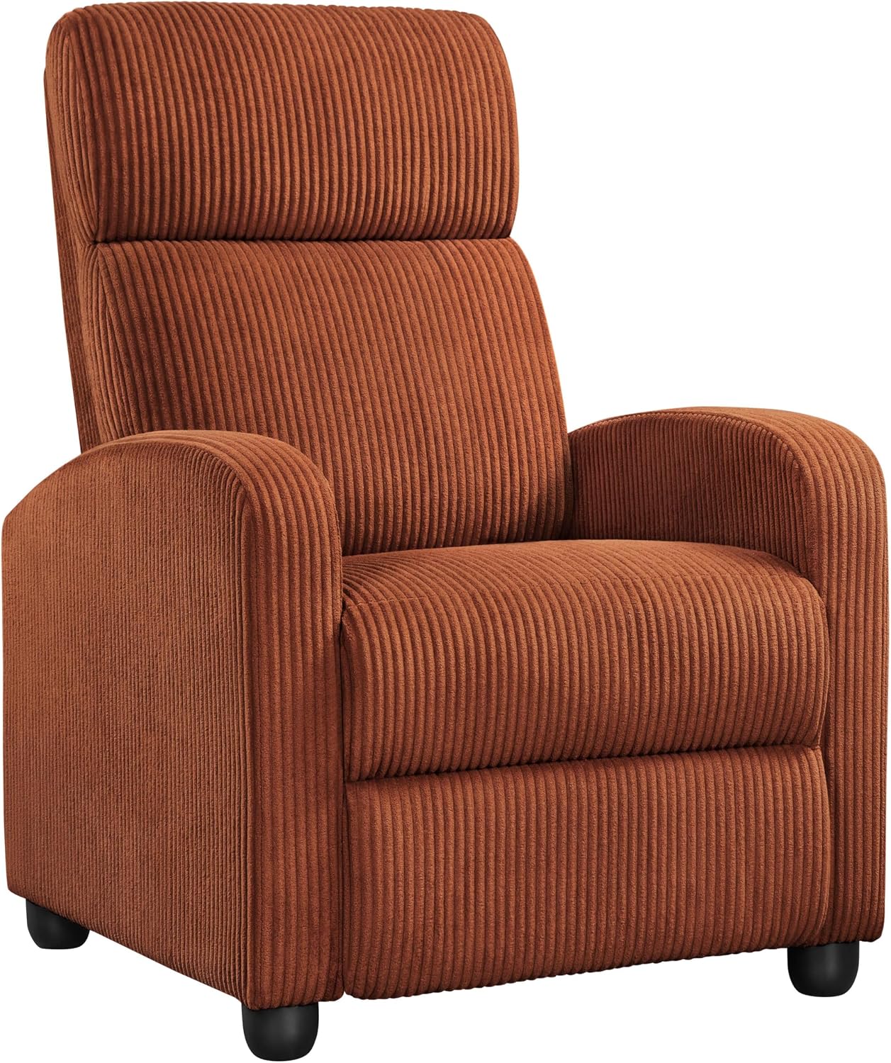 Yaheetech Corduroy Recliner Chair Single Sofa Home Theater Seating Adjustable Modern Reclining Chair for Living Room Bedroom Home Theater Brick Red