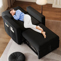 DWVO Convertible Sleeper Chair, 3-in-1 Sofa Bed with Reclining Backrest, 75' Single Sleeper Couch with Pull-Out Bed and Wide Armrest, Linen Futon Sofa for Dorm Apartment, Black