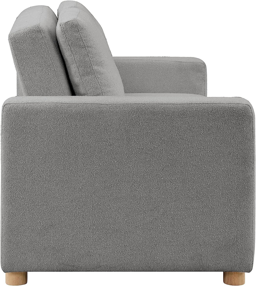 Serta Tulsa 66.1' Convertible Sleeper Loveseat, Full Size, Dreamcoil Comfort, FingerGuard Pinch Point Protection, Boucle Fabric, Grey