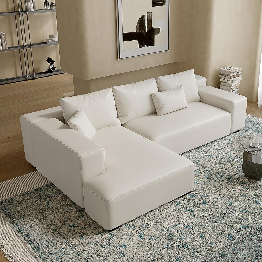 Acanva Modern Oversized Modular L Shaped Sectional Sofa Set for Living Room, Minimalist Style Comfy 4-Seat Corner Couch, Left Chaise, Vegan Leather