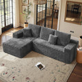 VanAcc 106'' Oversized Modular Sectional Sofa, Deep Seat Cloud Couch with Corduroy Upholstery, L Shaped Boneless Sofas, Easy No-Assembly Lounge Couches for Living Room, Grey