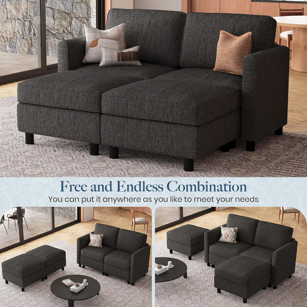 Belffin 58.3' Modular Sectional Sofa 4 Seats Sleeper Sofa Washable Sectional Couches for Living Room Comfy Couches with Storage Seat Couch Sofas with Chaise,Dark Grey