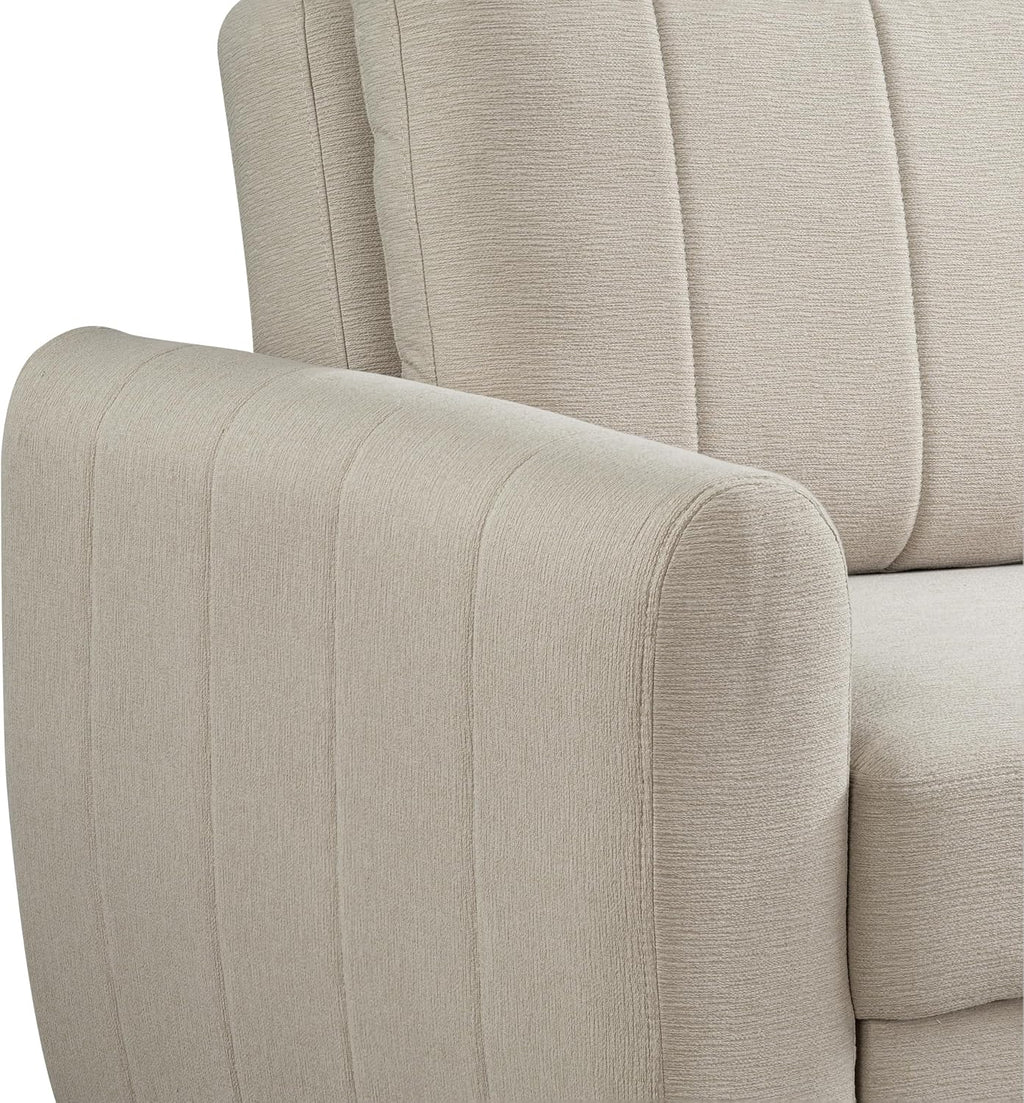 Serta Galway 66.5' Convertible Sleeper Loveseat, Full Size, Dreamcoil Comfort, FingerGuard Pinch Point Protection, Soft Woven Fabric, Beige