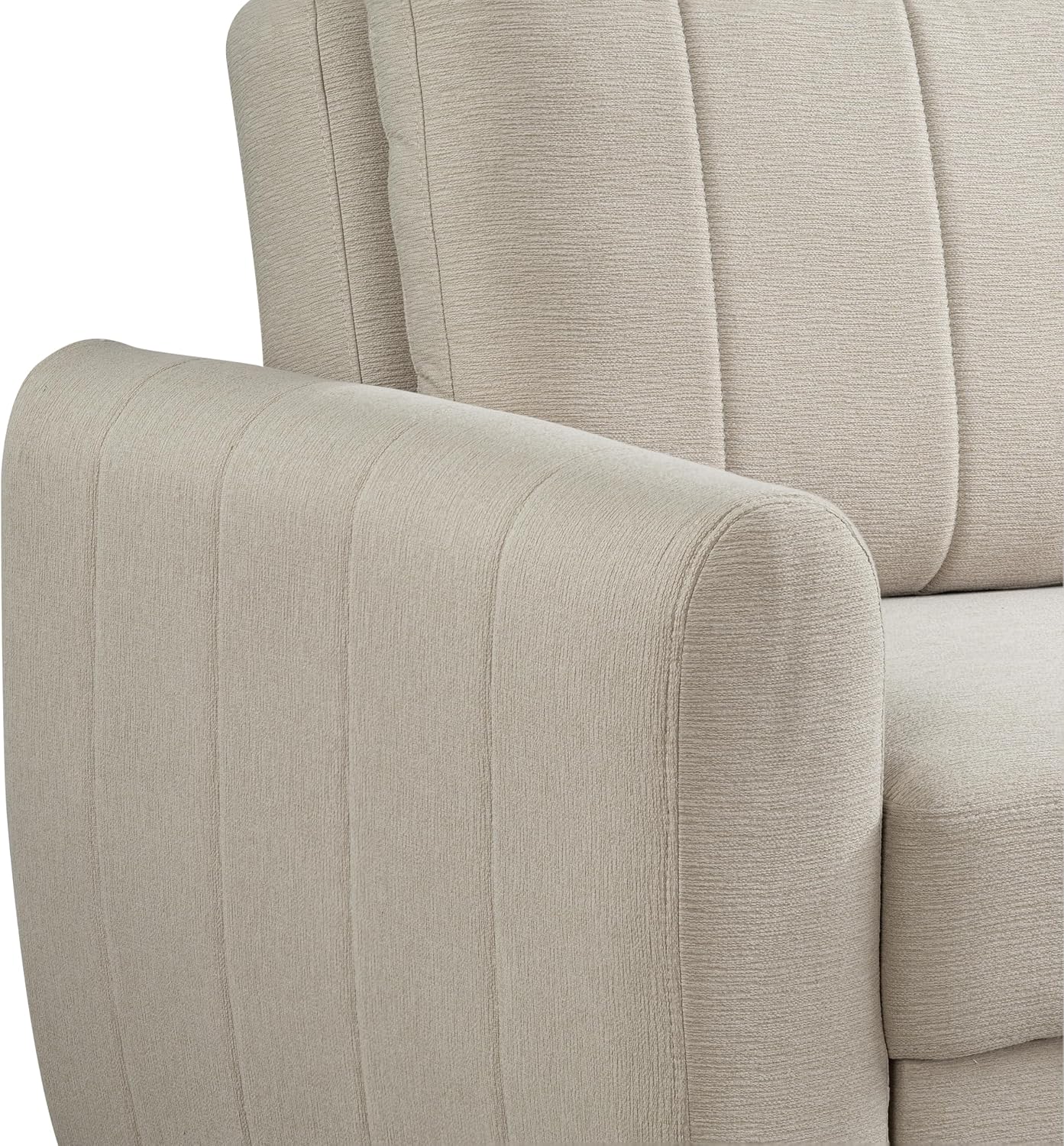 Serta Galway 66.5' Convertible Sleeper Loveseat, Full Size, Dreamcoil Comfort, FingerGuard Pinch Point Protection, Soft Woven Fabric, Beige