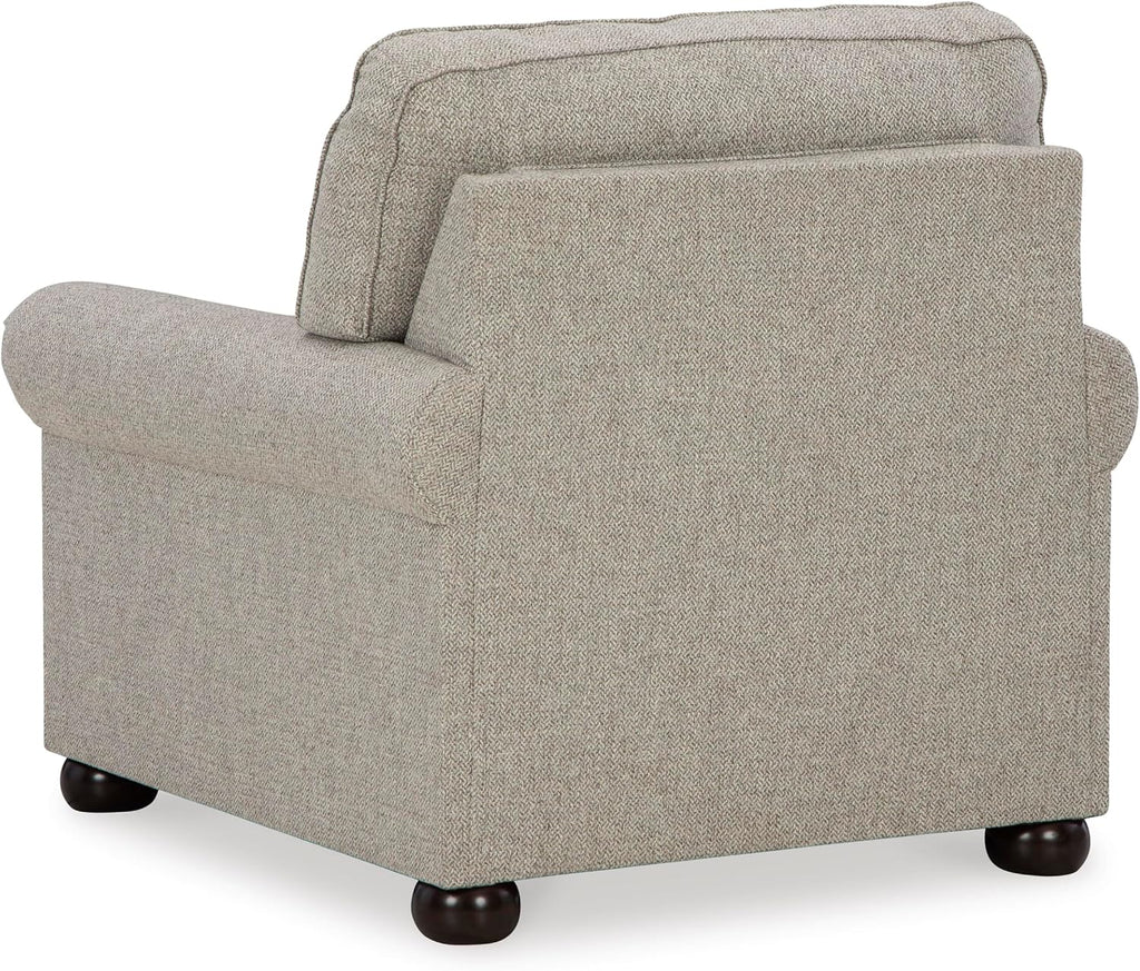 Signature Design by Ashley Gaelon Transitional Upholstered Chair with Nailheads, Light Gray