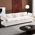 Ihanherry 111.4 Inch 3-Seater Cloud Sofa, Modular Sectional Couch, Modern Deep Seat Sofa for Living Room, Comfy Double Layer Upholstered Seat Cushion, Breathable Chenille Fabric, Beige