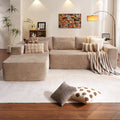 ovios 104' Cloud Boneless Couch with L-Shape Chaise,Modern Sectional Modular Sofa with Deep Seat, Upholstered Couches for Living Room Bedroom,No Assembly Required, Camel (Corduroy Fabric)