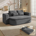 75'' Folding Sleeper Sofa Bed, Convertible Memory Foam Boneless Couch, Foldable Full Size Guest Bed, Modern 2-in-1 Futon Floor Sleeper Sofa with 4 Pillows and Blanket (Teddy, Dark Gray)