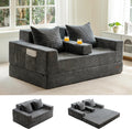 MAXYOYO Loveseat Sofa Bed, 64' Foldable Floor Sofa Couch in A Box with 2 Cup Holders, 4 in 1 Convertible Boneless Couch Folding Recliner Sleeper Chair for Living Room,Charcoal Grey