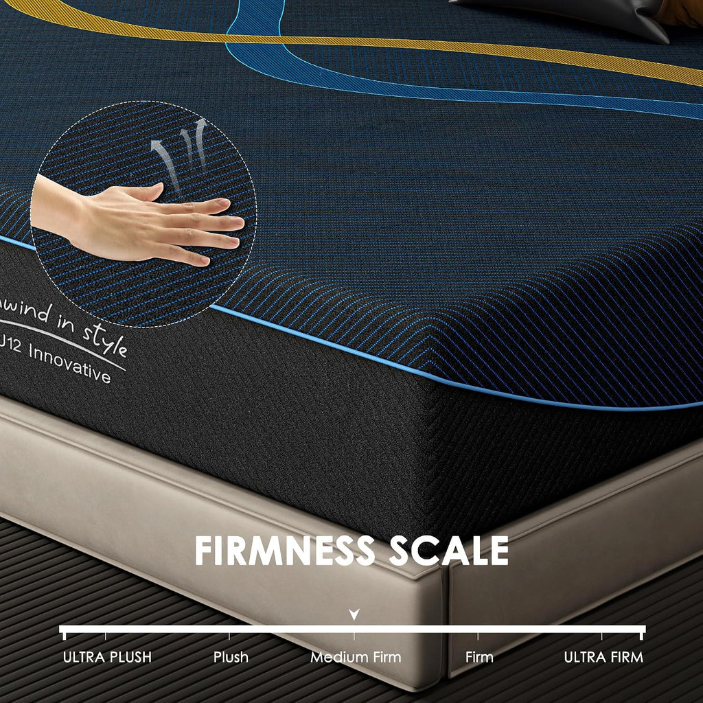10 Inch Mattress King Size, Gel Memory Foam Mattress for Cooling, Medium Firm Pressure Relief, CertiPUR-US Certified, with Removable Cover