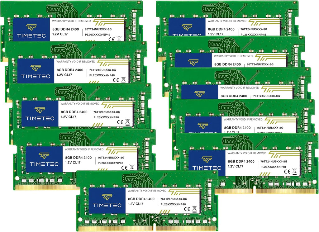 Timetec 80GB KIT (10x8GB) DDR4 2400MHz (PC4-2400T) PC4-19200 SODIMM Laptop RAM – 260-Pin 1.2V CL17 Non-ECC Unbuffered Memory Module for Laptop, Notebook, Mini PC, All-in-One