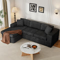 JAMFLY 105' Boneless Couches for Living Room Modular Sectional Sofa L-Shape Couch with Oversized Chaise, Cloud Couch Deep Seat Memory Foam Upholstered for Bedroom, Plush Corduroy Fabric,Night Black