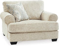 Signature Design by Ashley Monaghan Classic Upholstered Oversized Chair with Toss Pillow, Light Brown