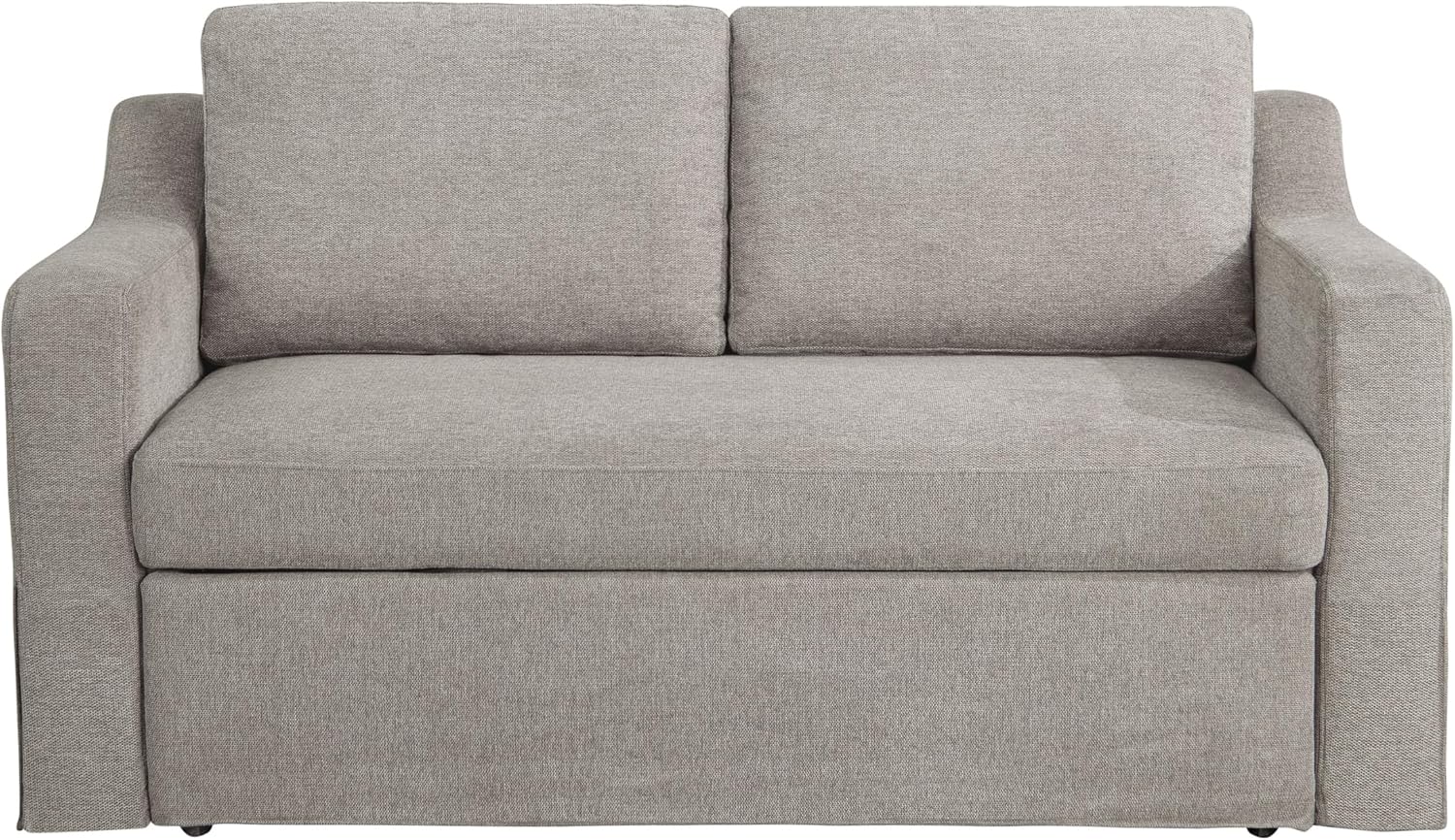 Serta Hawthorne 66.1' Slipcovered Convertible Sleeper Loveseat, Full Size, Dreamcoil Comfort, FingerGuard Pinch Point Protection, Polyester Tweed Fabric, Flax