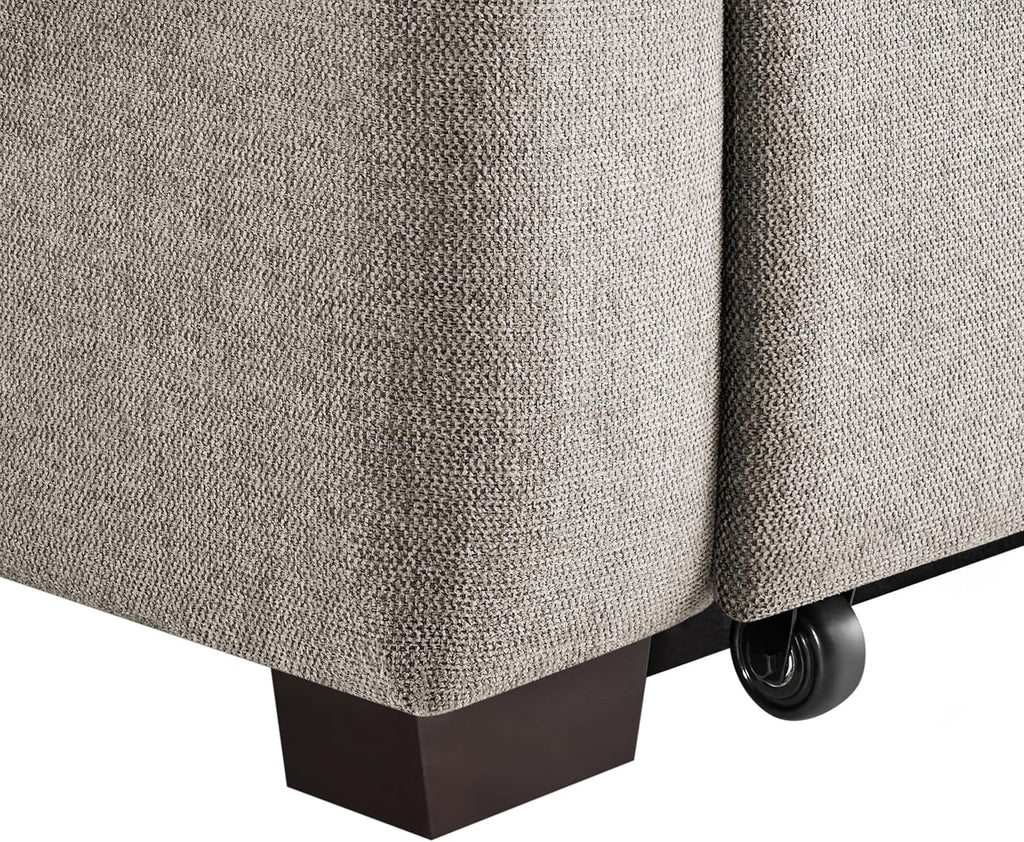 Serta® Hawthorne 90.6' Slipcovered Queen-Size Convertible Pop-up Sofa, Dreamcoil® Comfort, Woven Polyester Blend Fabric, Flax