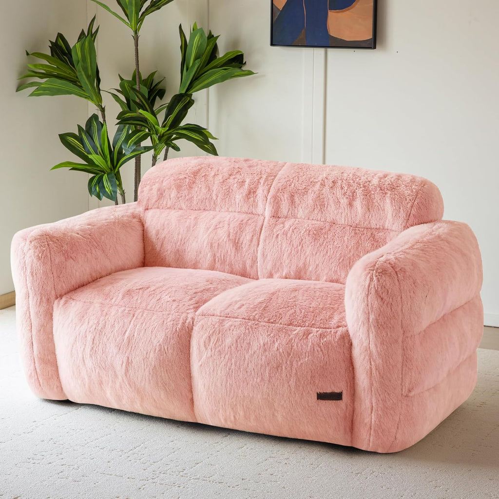 MAXYOYO Giant Bean Bag Chair for Adults, Loveseat Floor Sofa for Living Room, Ultra Soft Sofa Fluffy Reading Chair for Living Room, Pink