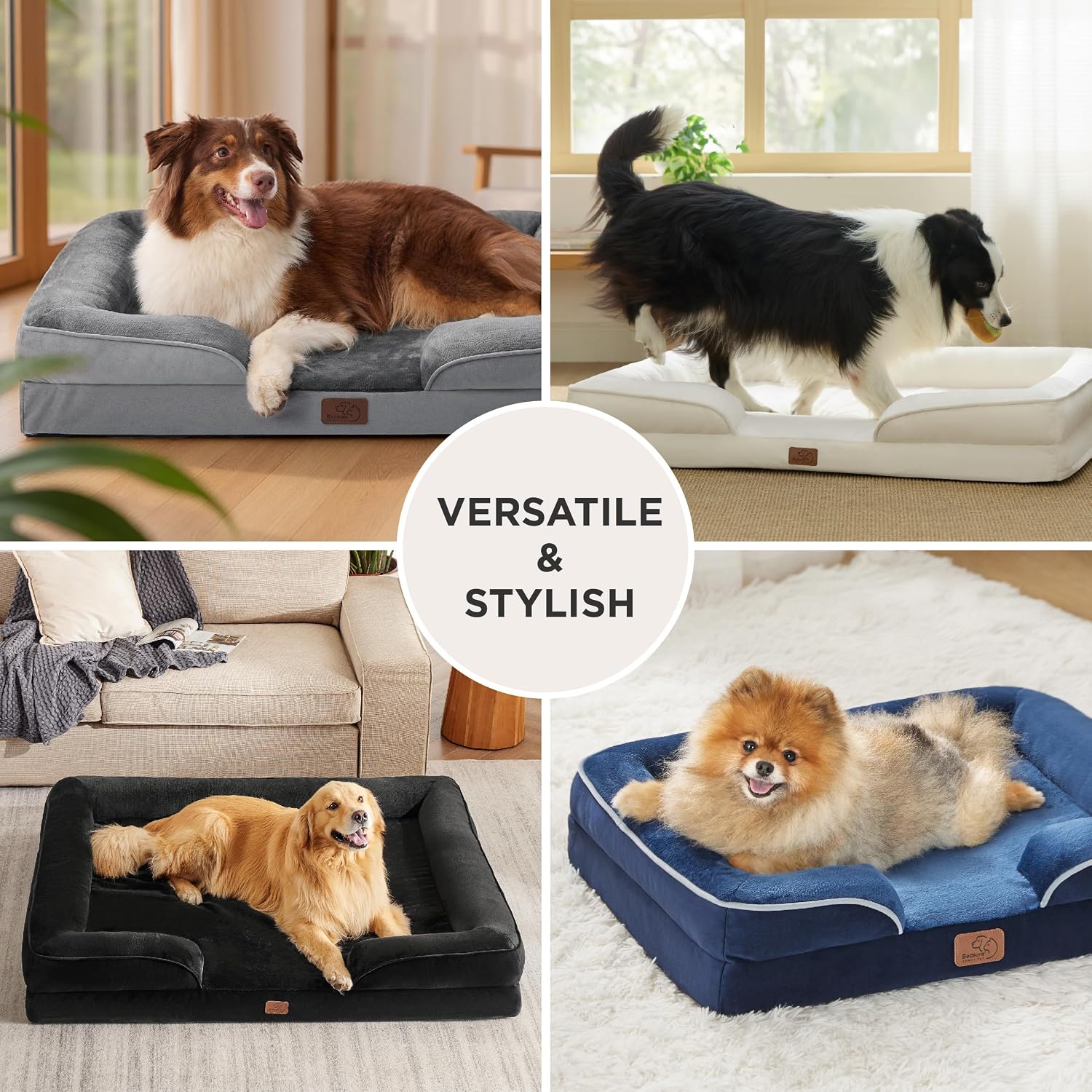 Bedsure XL Plus Orthopedic Dog Bed for Extra Large Dogs - Washable XLarge Dog Cat Bed Waterproof, Comfort Dogs Couch Sofa with Washable Removable Cover, Pet Bed with Nonskid Bottom, Blue Navy, 48'