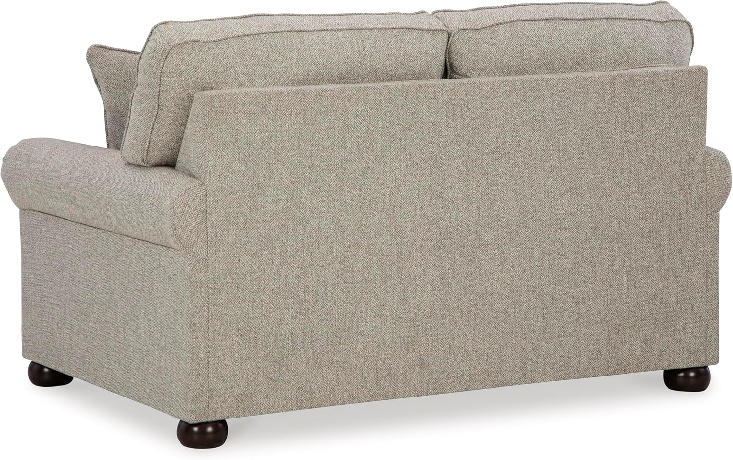 Signature Design by Ashley Gaelon Transitional Loveseat with Nailheads and 2 Accent Pillows, Beige