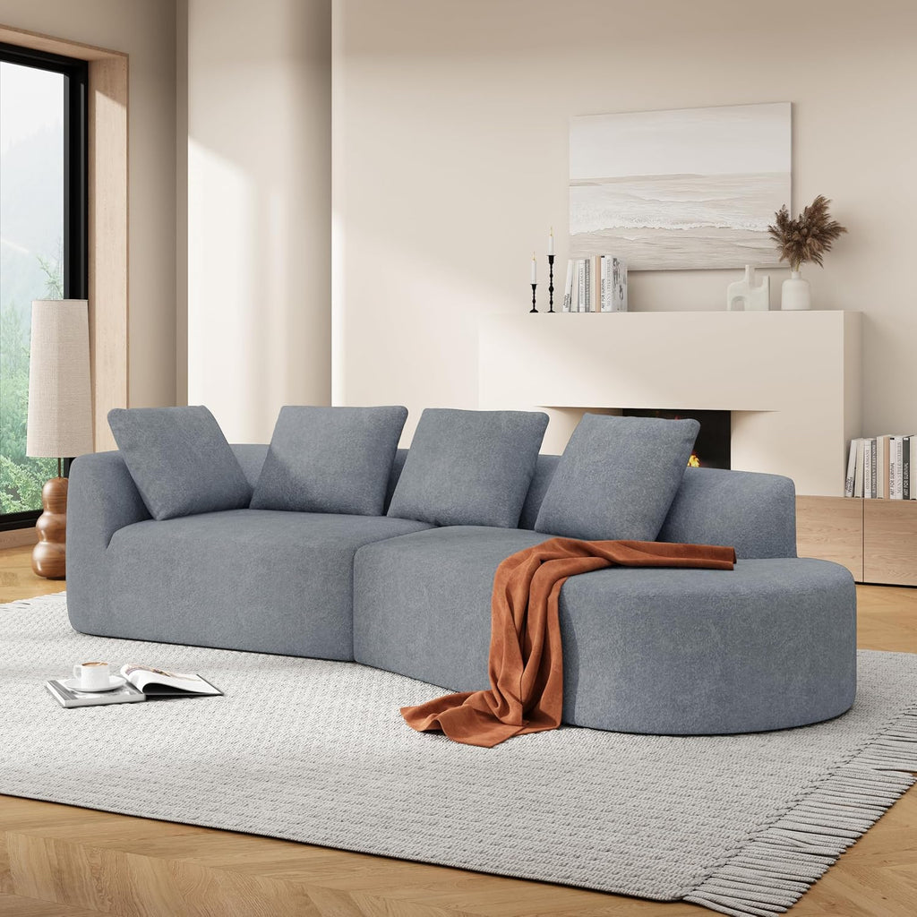 Christopher Knight Home Randa Upholstered 5-Seater Sofa for Living Room, Modern Fabric Oversized Chair Cloud Couch, Fully Assembled Long Sofa Chaise Lounge, Light Gray