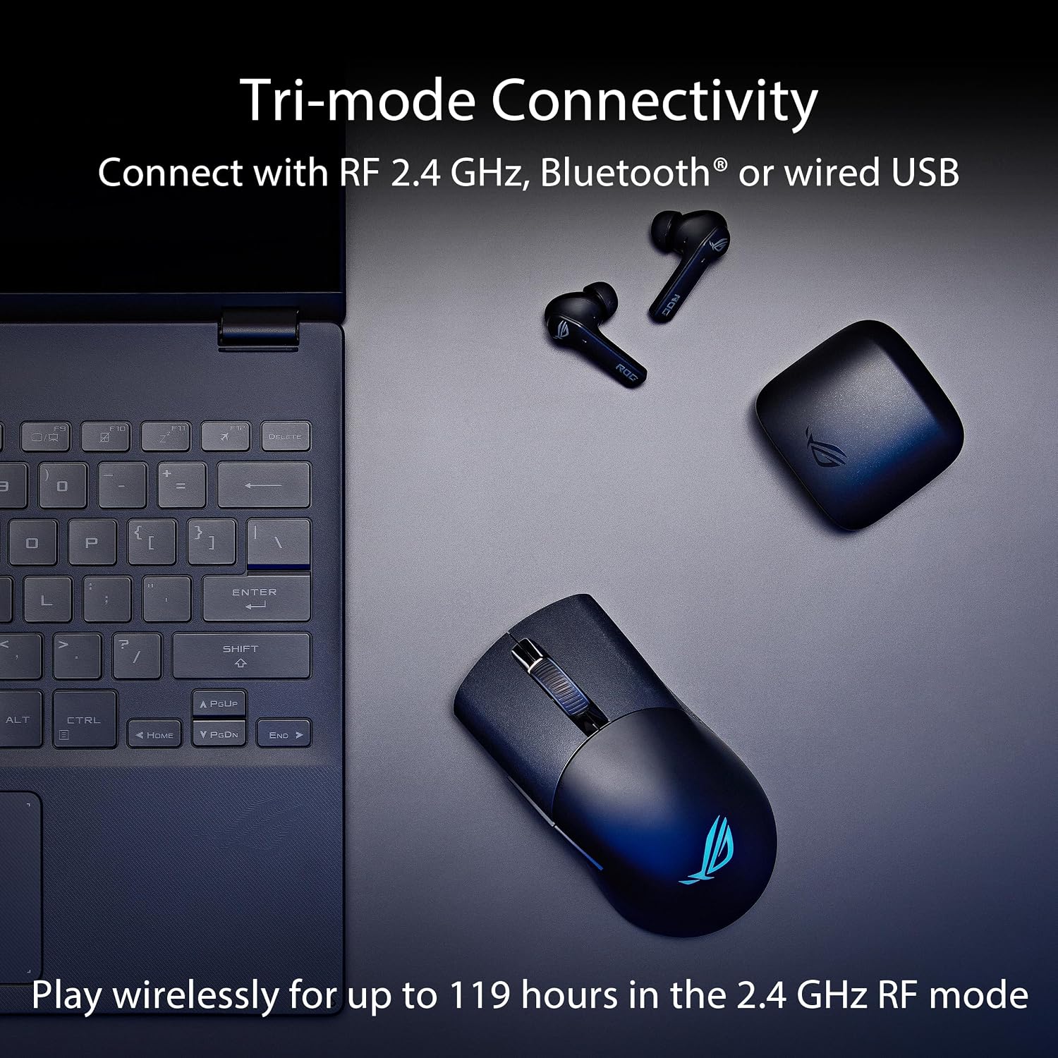 ASUS ROG Keris Wireless Aimpoint Gaming Mouse – Right-Handed Ergonomic, 75g, Tri-Mode Connectivity, 42K DPI, up to 119Hr Battery, PC/Mac Support - Black