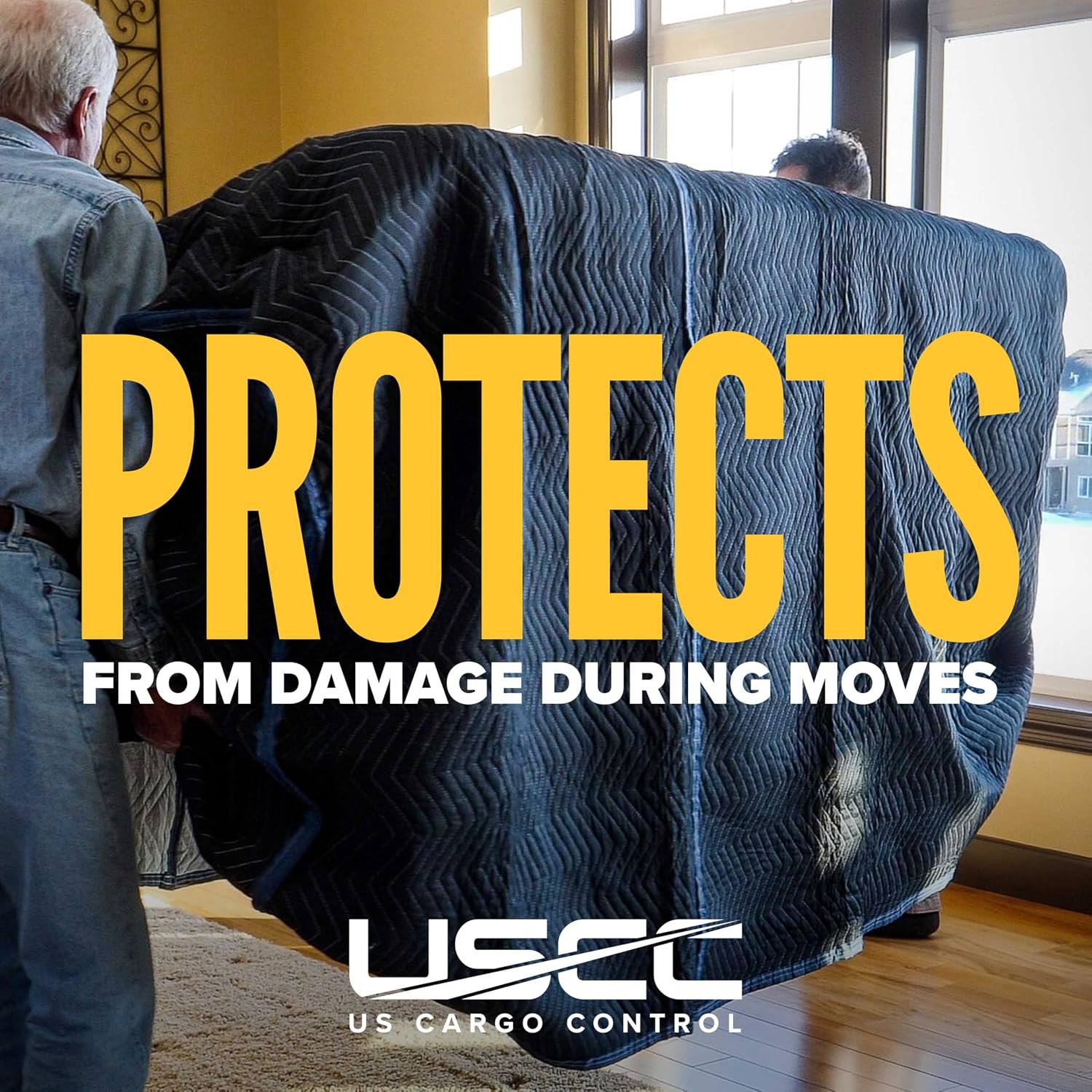US Cargo Control Quilted Couch Cover 108' x 46', Sofa and Couch Cover for Moving and Storage, Cotton/Polyester Quilted Furniture Pads for Moving, Storing, and Deliveries, Reusable