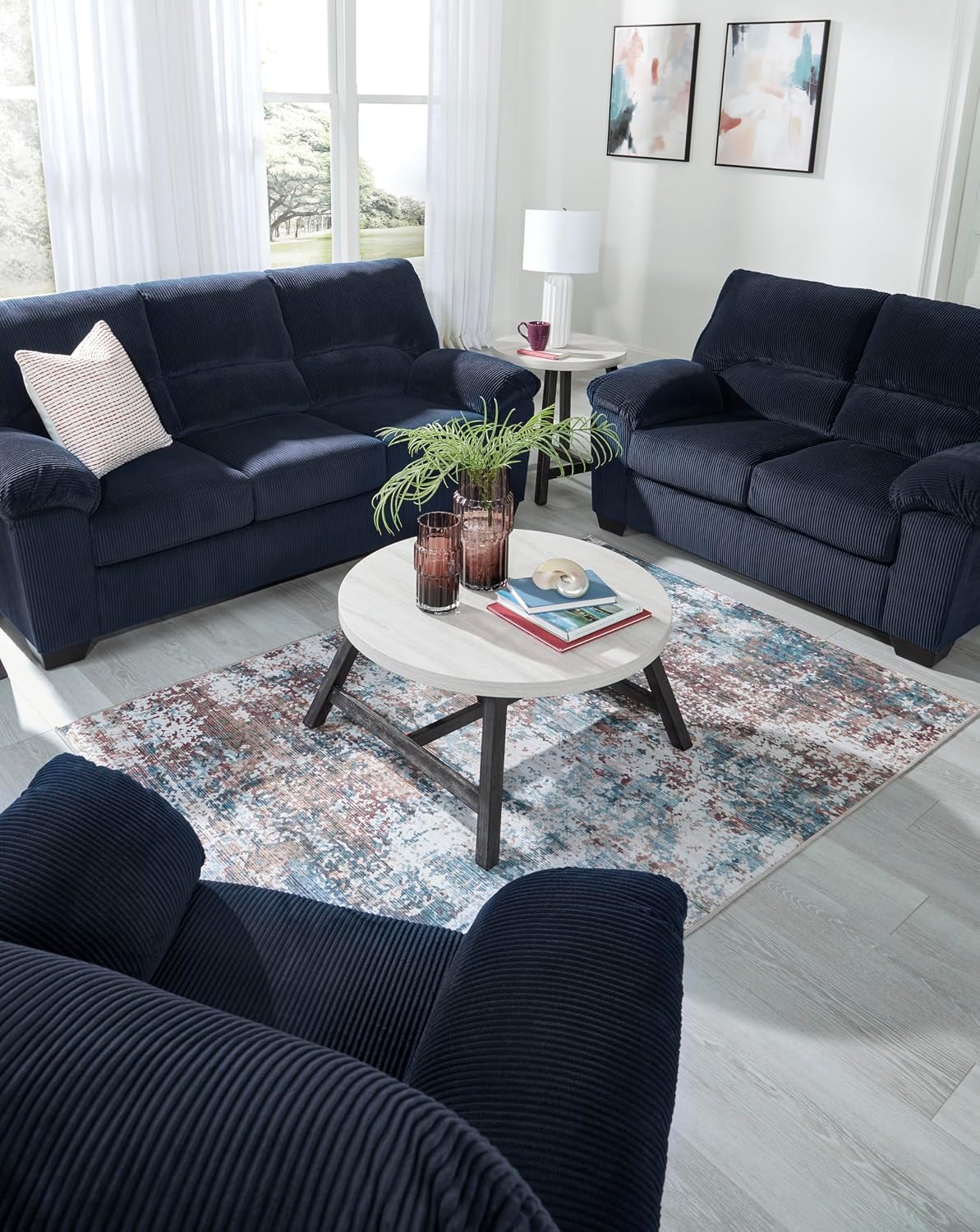 Signature Design by Ashley SimpleJoy Contemporary Loveseat for Living Room, Blue