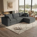 104' Cloud Sectional Couch, Boneless Modular L Shaped Couch, Upholstered Living Room Couch with Deep Seat, Modular Sectional Sofa, No Assembly Required, Grey