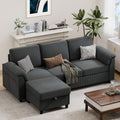 Vongrasig 79' Convertible Sectional Couches Sofa with Storage Ottoman, 3 Seat L Shaped Couch with Side Storage Pockage, Small Couches for Living Room, Apartment and Small Space, Grey