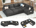 Jocisland 105' Sofa Bed, Sectional Sleeper Sofa with Pull Out Bed/Reclining Backrest, Sleeper Couch Bed with Storage, 6 Seater Couch Bed for Living Room, Chenille Dark Gray
