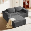 Vesgantti 80' Modular Sectional Sofa, Corduroy Cloud Couch with Deep Seats & Spring Support, Compact 2 Seater Boneless Couch, L-Shaped Modular Sofa for Small Spaces, Apartments, No Assembly, Grey