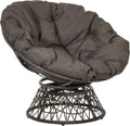 OSP Home Furnishings Wicker Papasan Chair with 360-Degree Swivel, Brown Frame with Brown Cushion