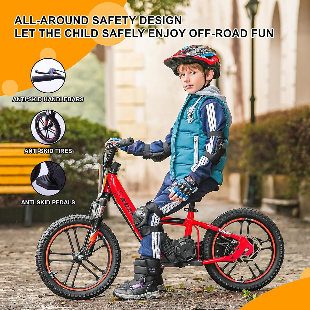 High Performance Electric Dirt Bike for Kids, 500W Motor, 3 Speed up to 15.5MPH, 24V 5AH Removable Lithium-Ion Battery, 13.6 Miles Max Range, Manual Rear Disc Brakes, Electric Motorcycle for Ages 5-10
