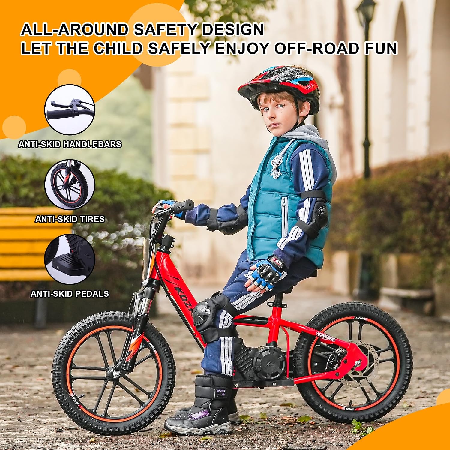 High Performance Electric Dirt Bike for Kids, 500W Motor, 3 Speed up to 15.5MPH, 24V 5AH Removable Lithium-Ion Battery, 13.6 Miles Max Range, Manual Rear Disc Brakes, Electric Motorcycle for Ages 5-10
