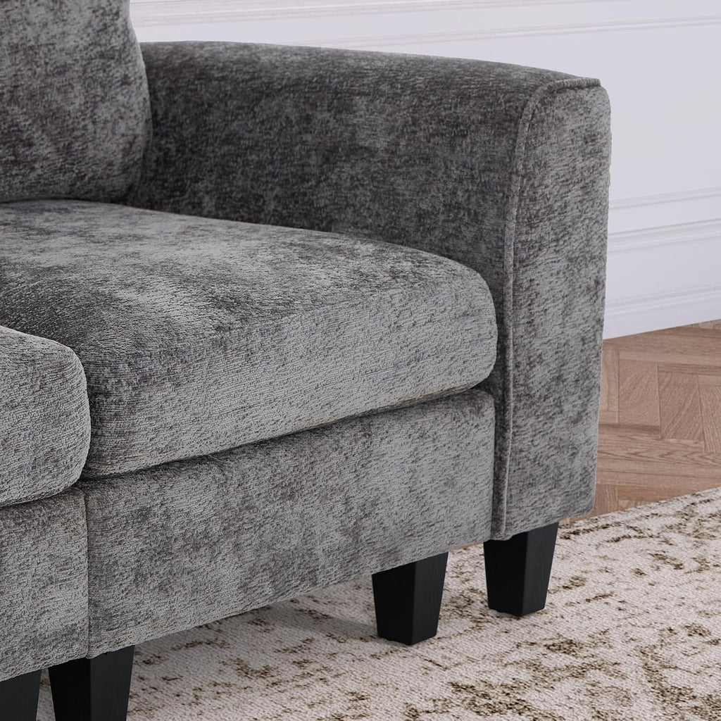 MALOL 118' Sectional U-Shaped Cloud Couch, Modular Modern 4-Seat Sofa, with USB Type C Ports, Foldable Side Table and 2 Ottomans, for Home Living Room, Grey