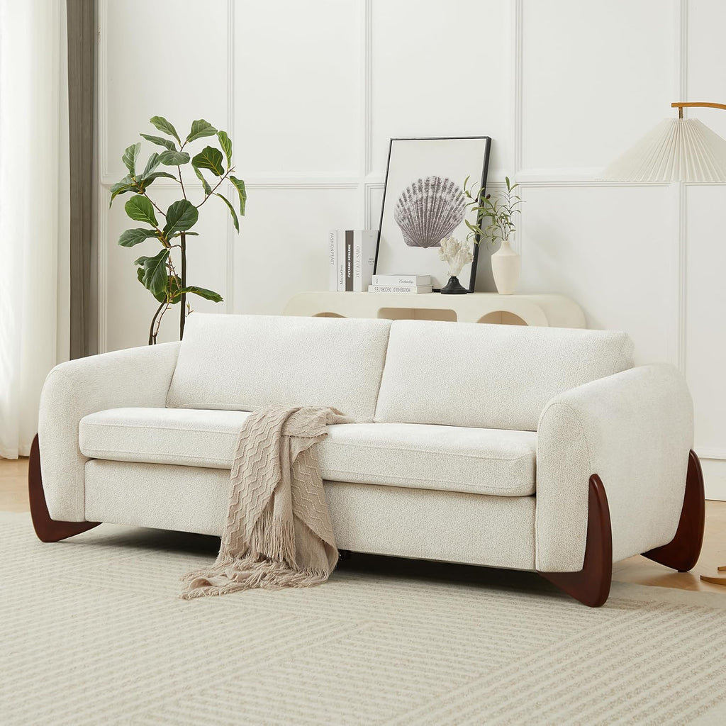 Christopher Knight Home Taki 89 Inches Sofa Couch, Cozy Chenille Upholstered 3-Seater Sofa, Wood Frame Couches, Comfy Home Sofa Living Room and Office, Lounge Seating with Armrests, Beige