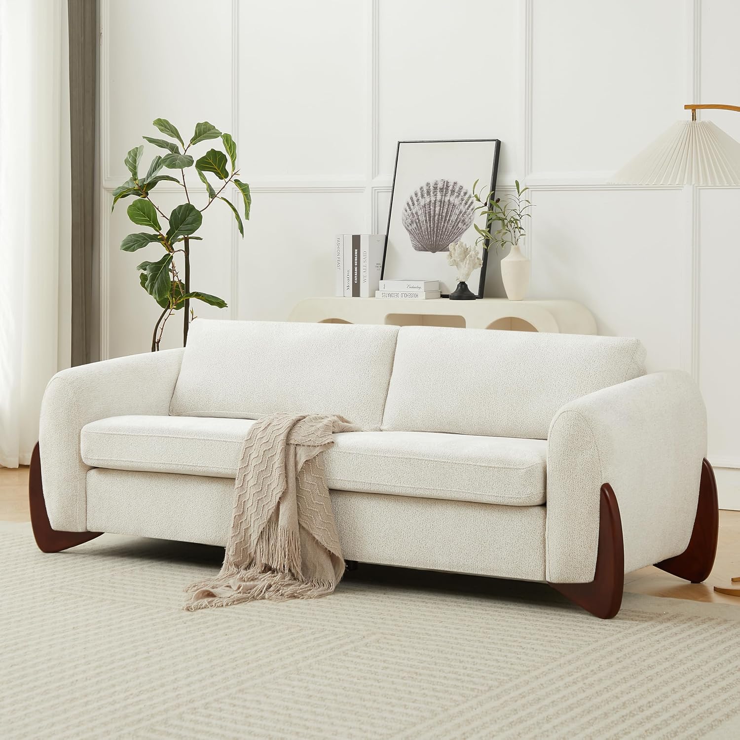 Christopher Knight Home Taki 89 Inches Sofa Couch, Cozy Chenille Upholstered 3-Seater Sofa, Wood Frame Couches, Comfy Home Sofa Living Room and Office, Lounge Seating with Armrests, Beige