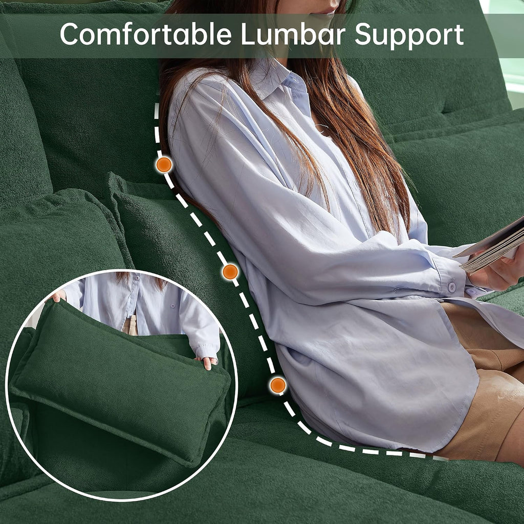 110' Comfy Cloud Couch Sectional Sofa with Lumbar Pillows, Modern U-Shaped Cloud Sofa with Double Chaise & Deep Seat for Living Room, or Office, Easy Assembly, Dark Green