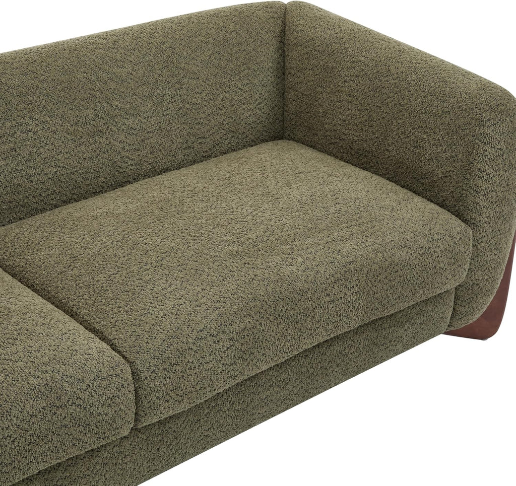 Christopher Knight Home Almab 82 Inches Sofa Couch, Cozy Boucle Upholstered 3-Seater Sofa, Wood Frame Couch, Comfy Couches for Living Room and Office, Modern Soft Plush Sofa, Olive Green