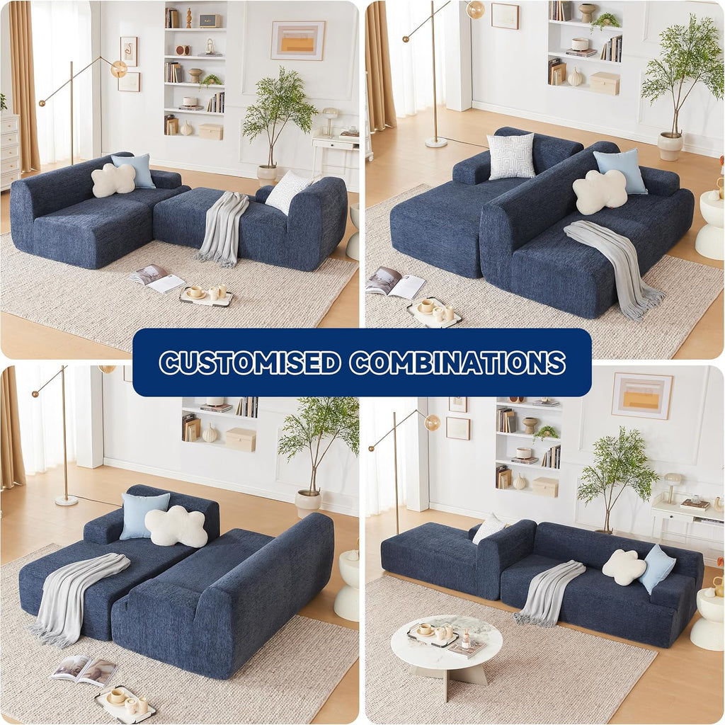Huatean Home 107' Chenille Modular Sectional Sofa, L-Shape Couches for Living Room, Modern Sofa Couch for Living Room, High Density Sponges Cloud Couch Sectional, Blue