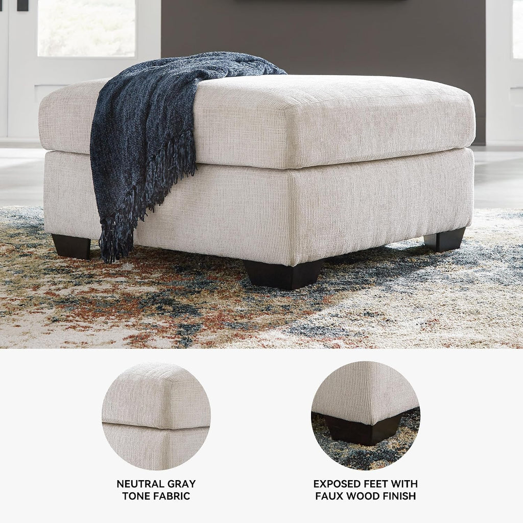 Signature Design by Ashley Aviemore Contemporary Square Oversized Accent Ottoman for Living Room, Beige