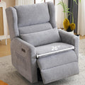 Power Recliner Chair Swivel Glider, Oversized Swivel Rocker Recliner with Adjustable Headrest, Chenille Glider Recliner Nursery Chair with Overstuffed Lumbar Support, USB Ports,Grey