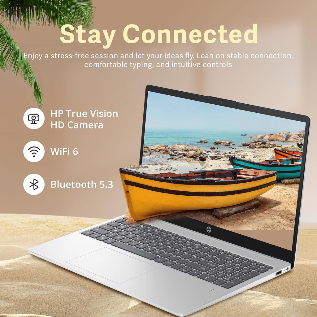 HP 15.6' FHD Business Laptop, AMD Ryzen 5 7520U Processor, 16GB RAM, 512GB PCIe SSD, AMD Radeon Graphics, Bluetooth, HD Webcam, Wi-Fi, Windows 11 Pro, Silver, 32GB Hotface USB Card